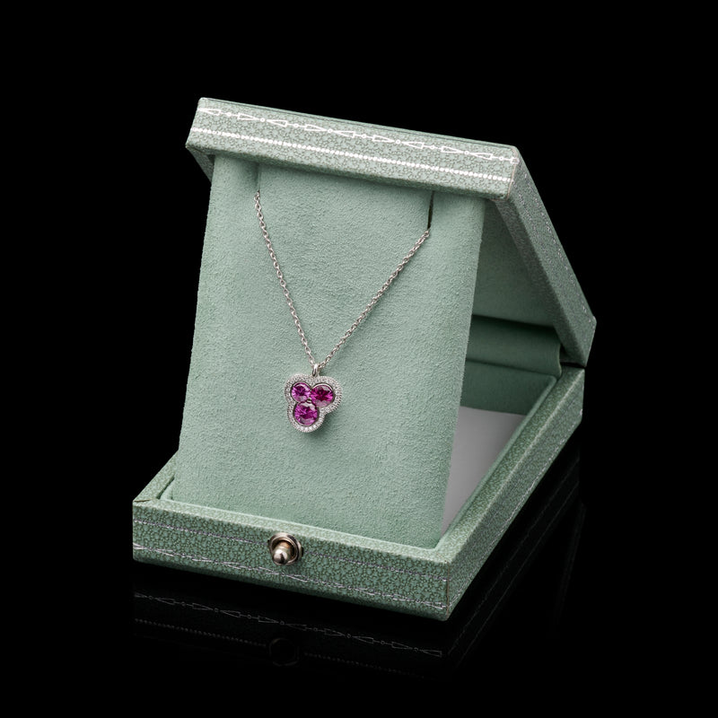 Cousins Pink Sapphire & Diamond Trefoil Cluster Pendant