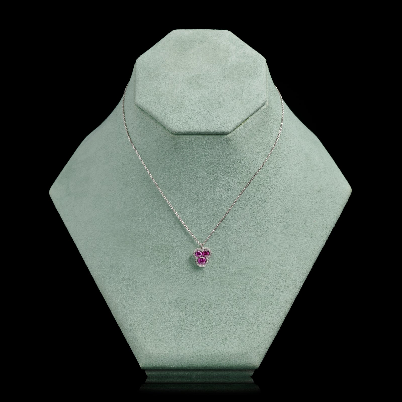 Cousins Pink Sapphire & Diamond Trefoil Cluster Pendant