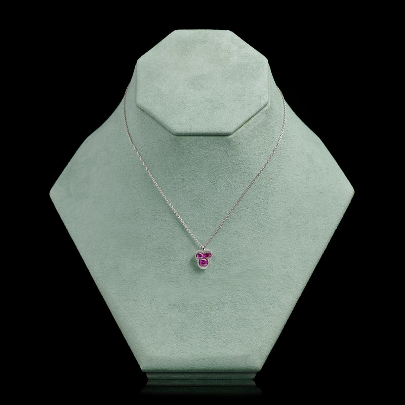Cousins Pink Sapphire & Diamond Trefoil Cluster Pendant