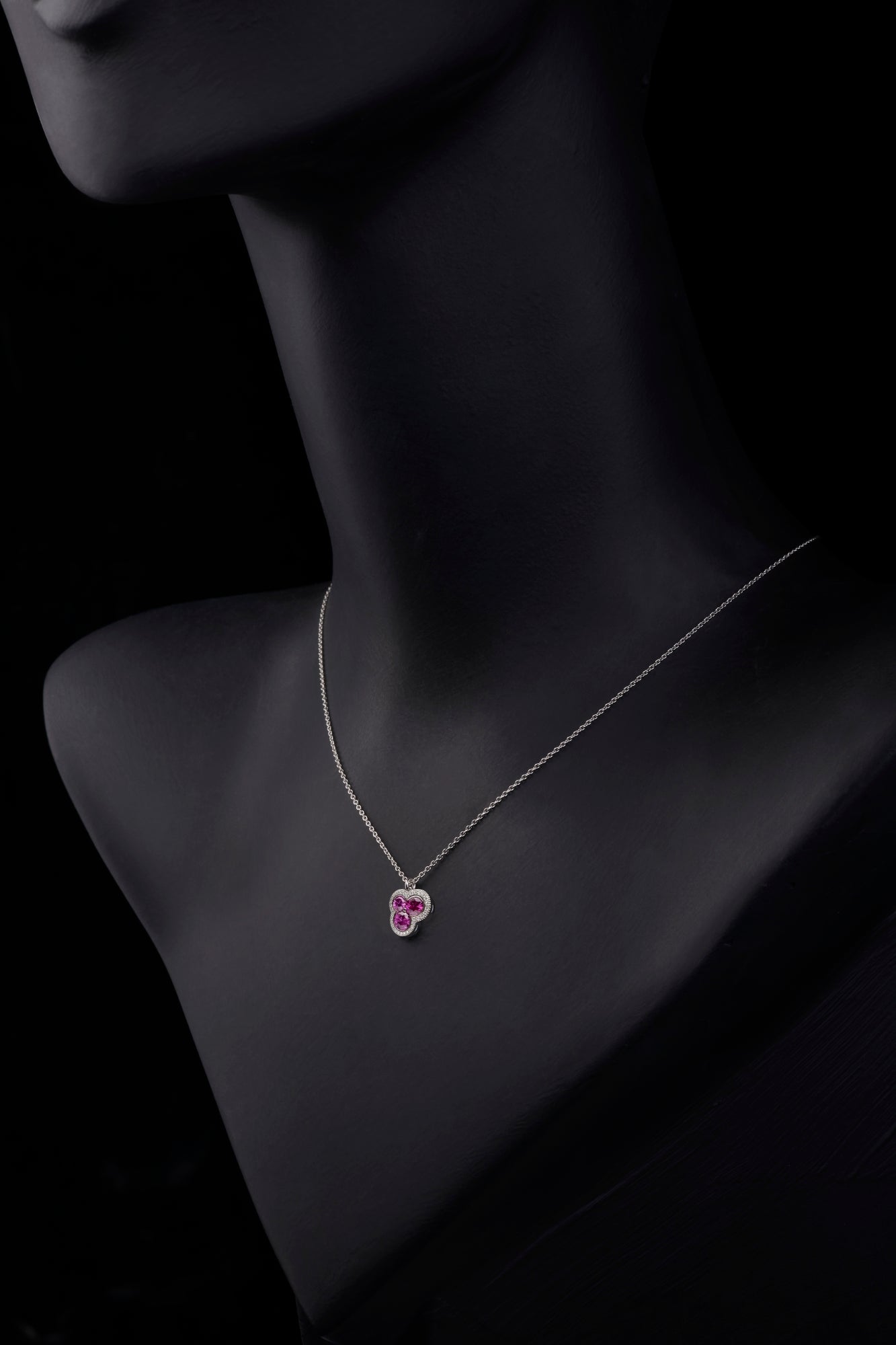 Cousins Pink Sapphire & Diamond Trefoil Cluster Pendant