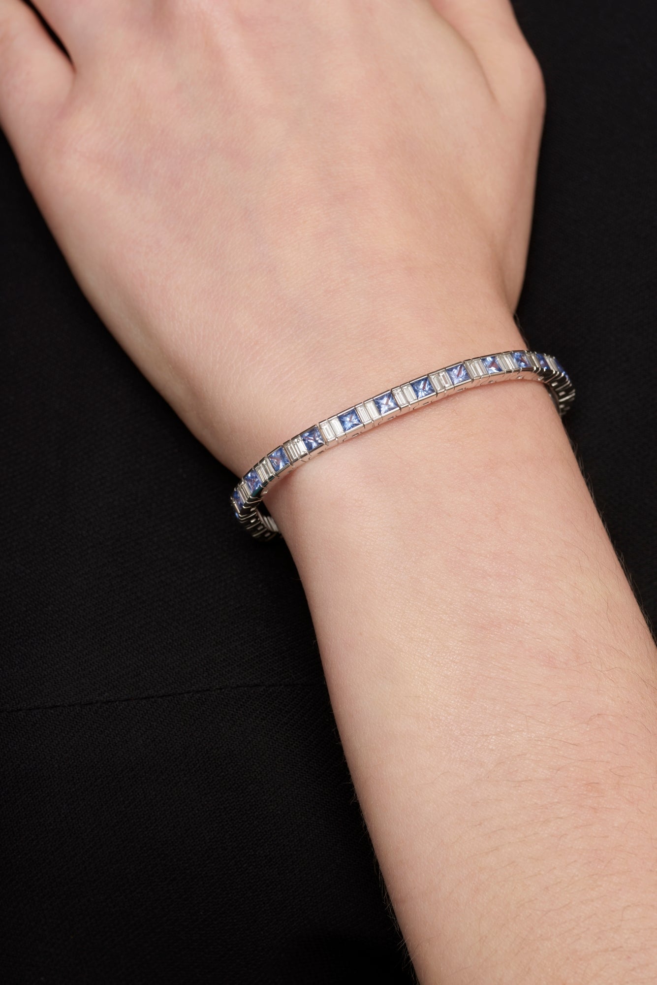 An Art Deco Inspired Sapphire & Diamond Line Bracelet