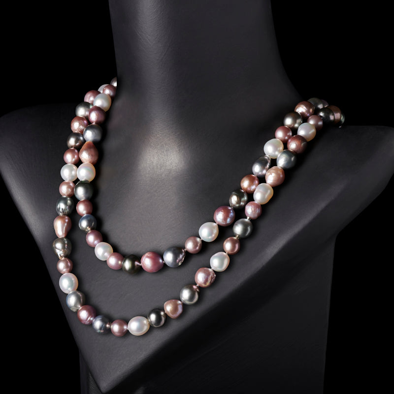 A Striking South Sea & Tahitian Baroque Cultured Pearl Necklet