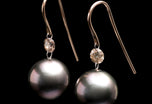 A Pair of Tahitian Pearl & Diamond Drop Earrings