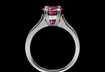 A Very Beautiful Ruby Single Stone Ring with Twin Diamond Set Rail Shoulders