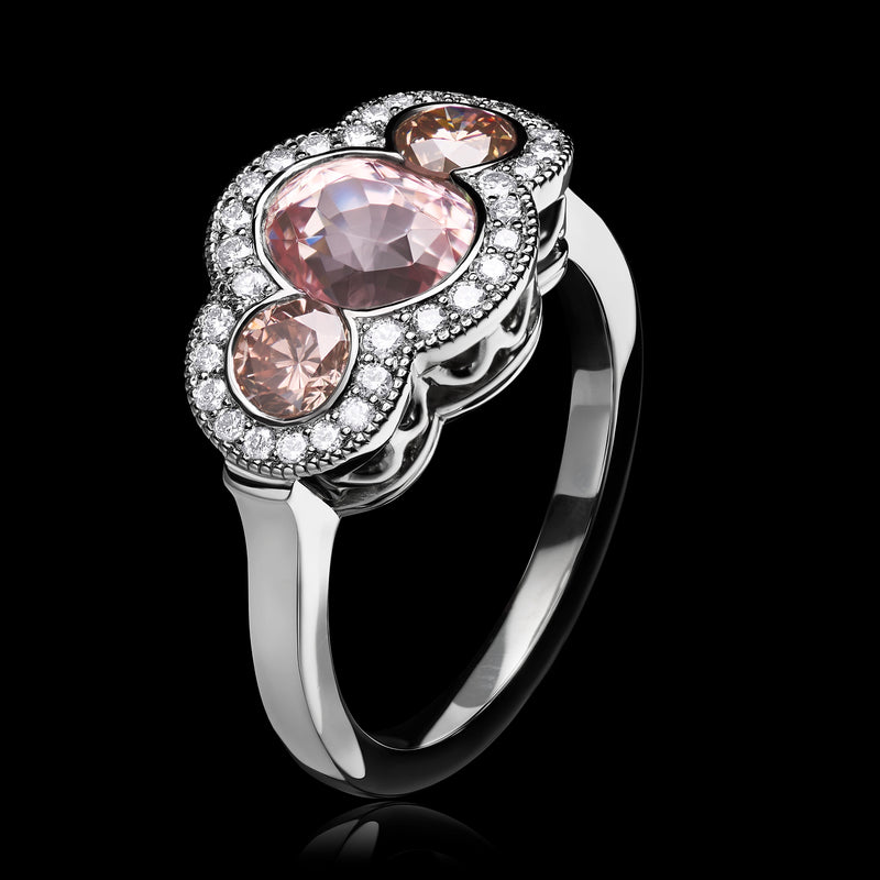 A Padparadscha Sapphire & Pink Diamond Ring
