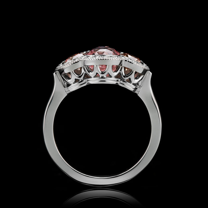 A Padparadscha Sapphire & Pink Diamond Ring