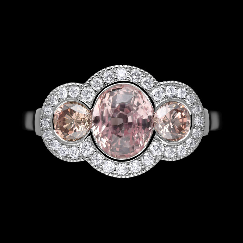 A Padparadscha Sapphire & Pink Diamond Ring