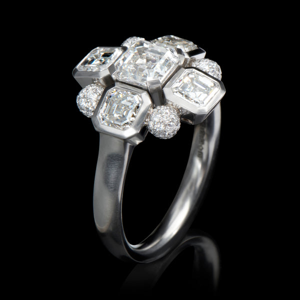 A unique & extraordinary art deco inspired diamond cluster ring