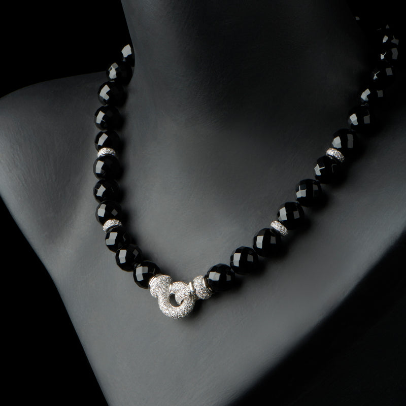 Black onyx & diamond necklet