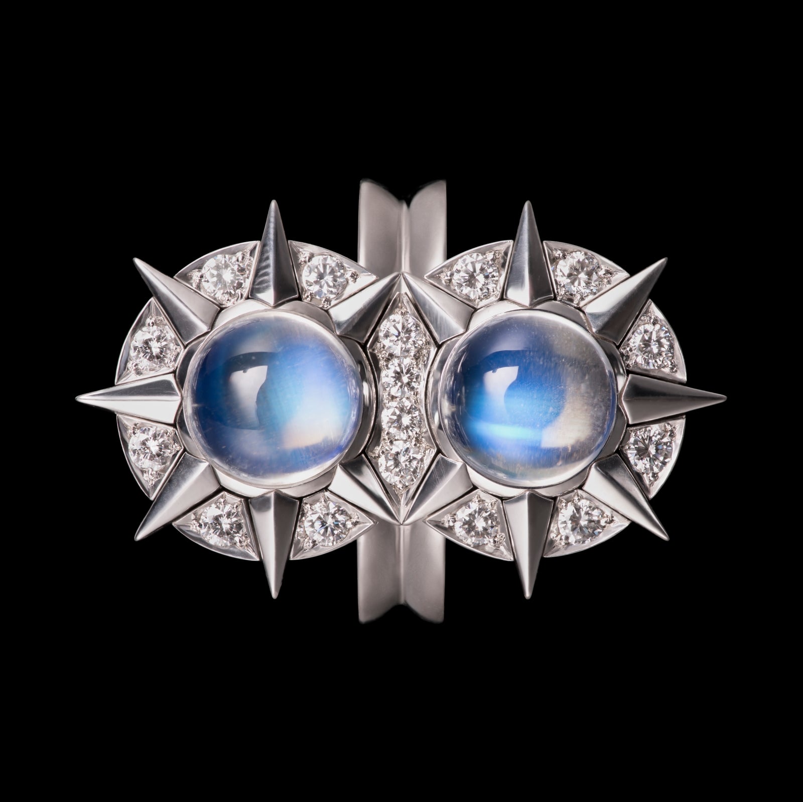 'Supanova' A unique moonstone & diamond ring