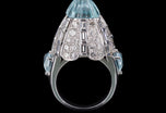 'The Comet' A Spectacular Carved Aquamarine & Diamond Cluster Cocktail Ring