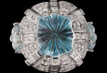 'The Comet' A Spectacular Carved Aquamarine & Diamond Cluster Cocktail Ring