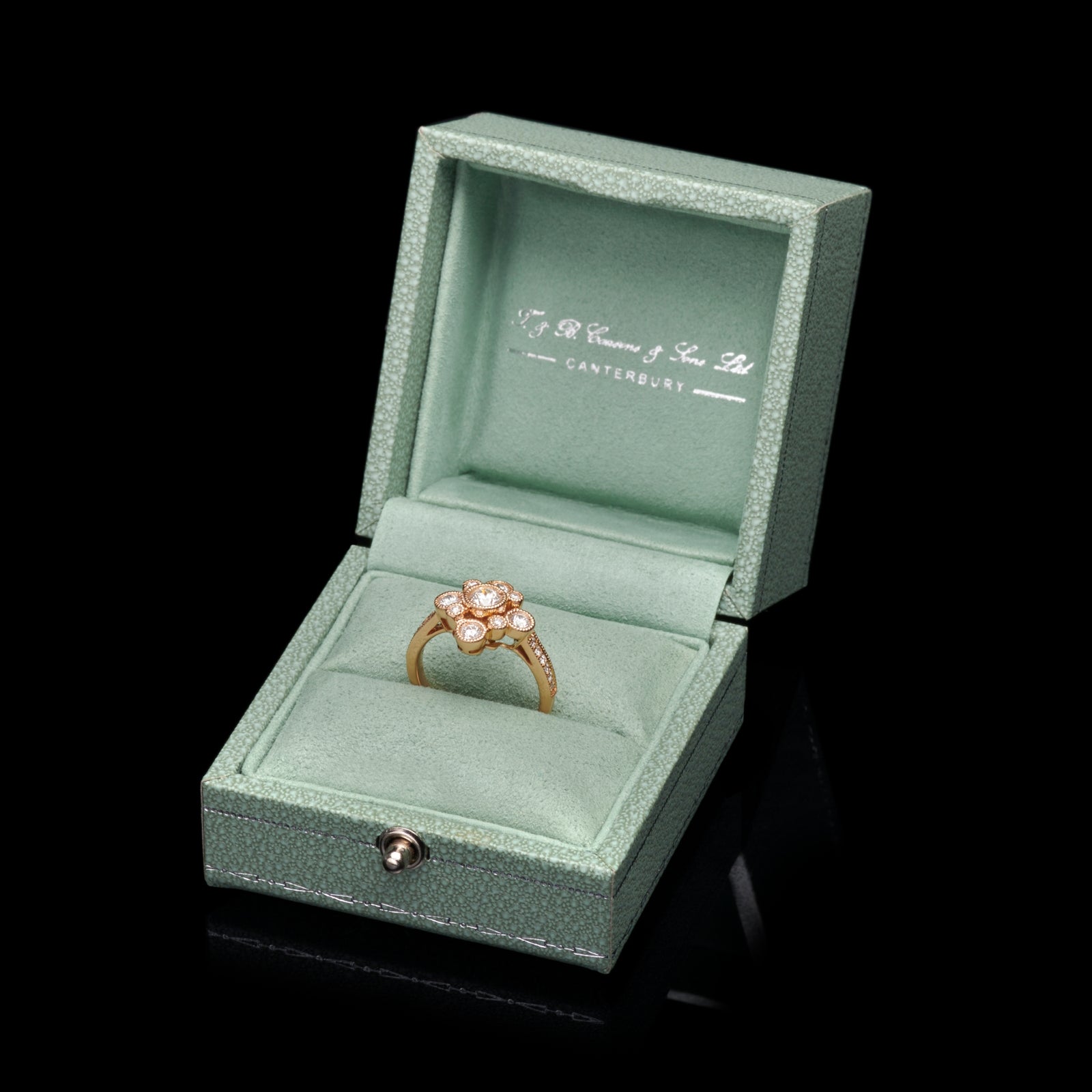 A Beautiful & Unusual Cruciform Diamond Cluster Ring, influenced by Tudor Ring Design