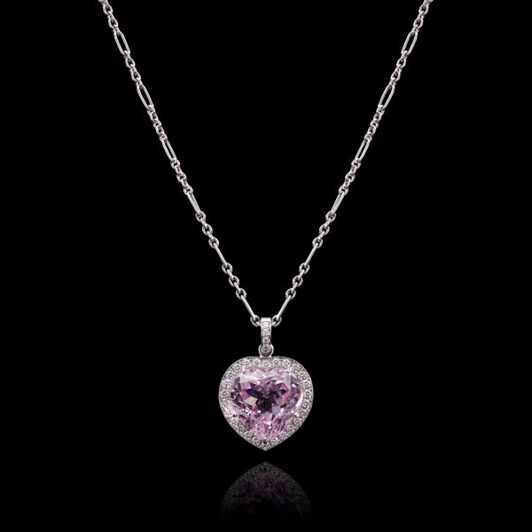 A Unique Kunzite & Diamond Heart Pendant