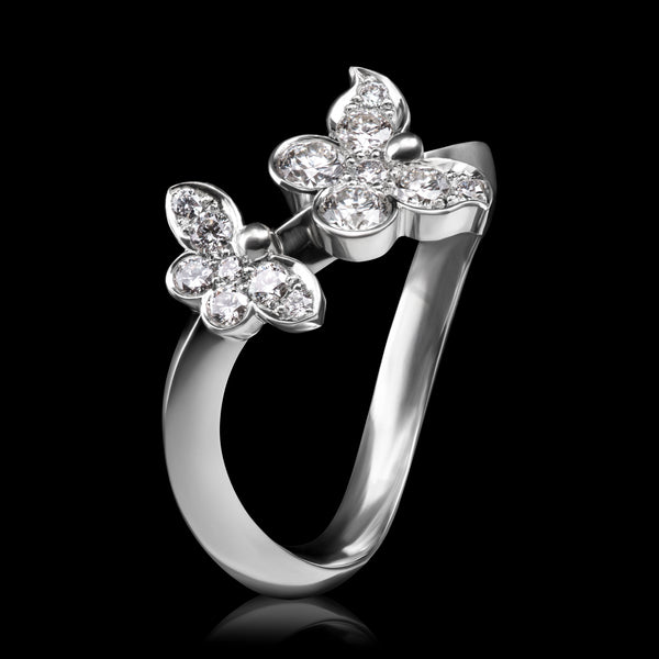 A Unique Diamond Butterflies Ring