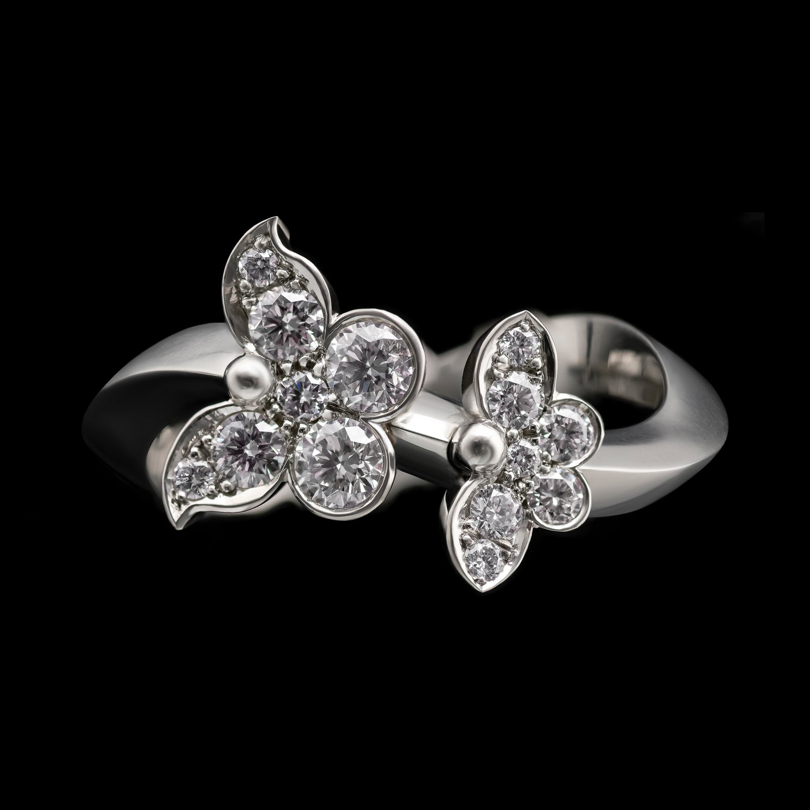 A Unique Diamond Butterflies Ring