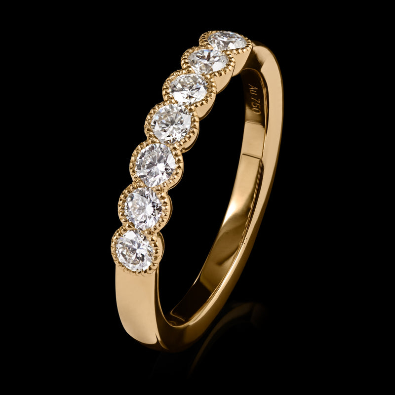 A Classically Elegant Seven Stone Diamond Half Hoop Eternity Ring