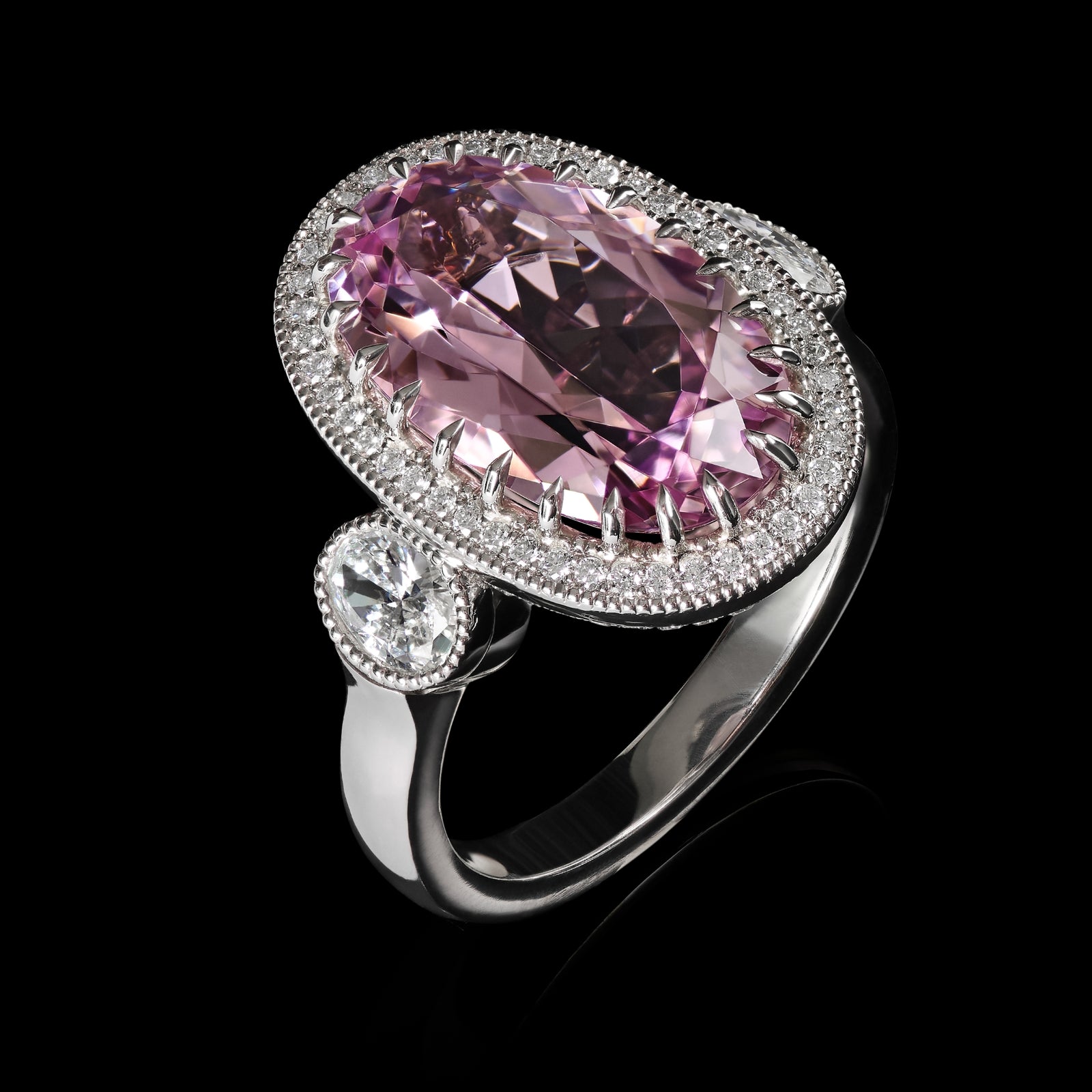 A Cousins Oval Morganite & Diamond Cluster Ring