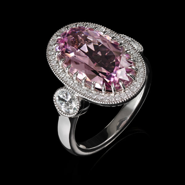 A Cousins Oval Morganite & Diamond Cluster Ring