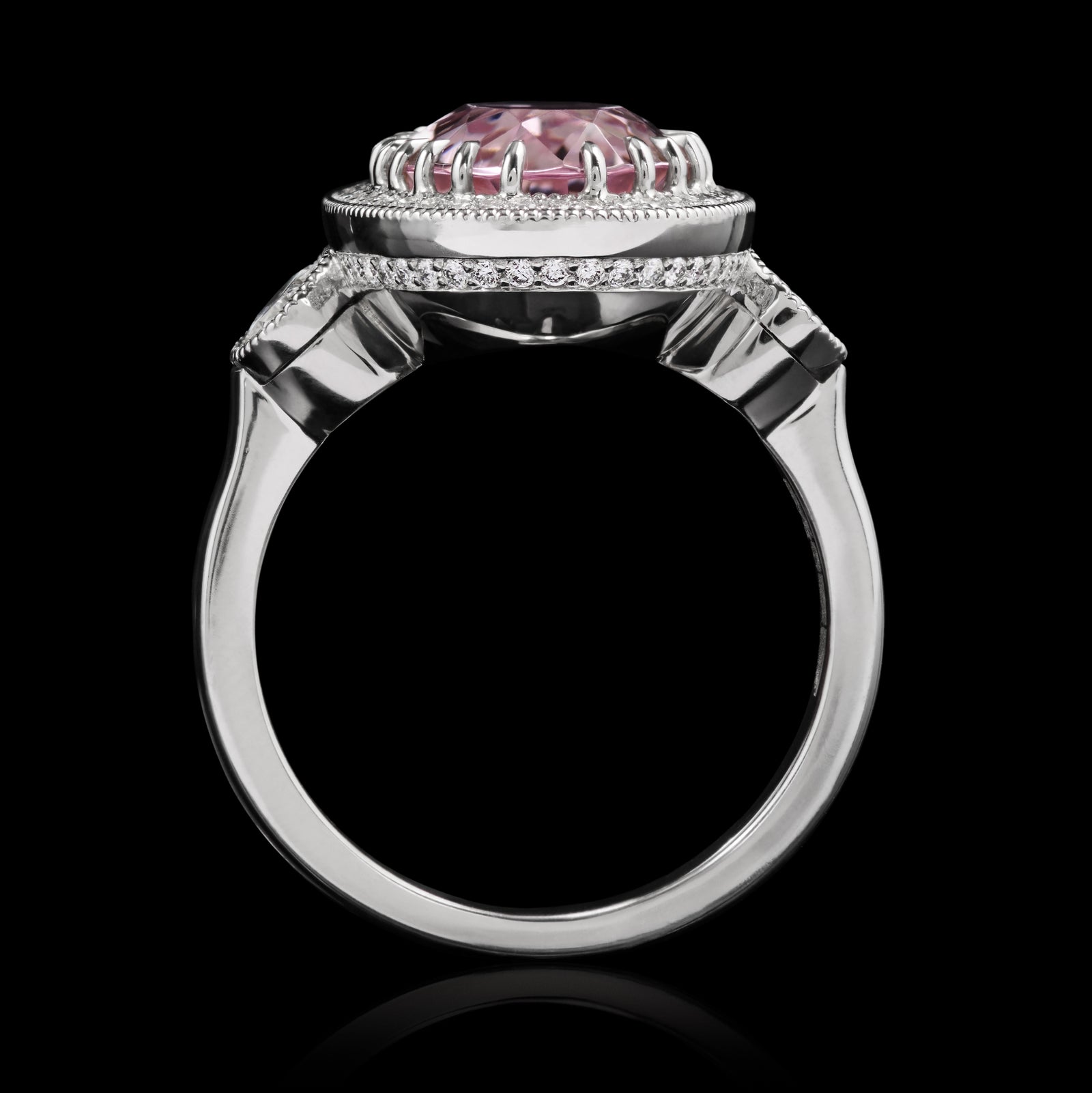 A Cousins Oval Morganite & Diamond Cluster Ring