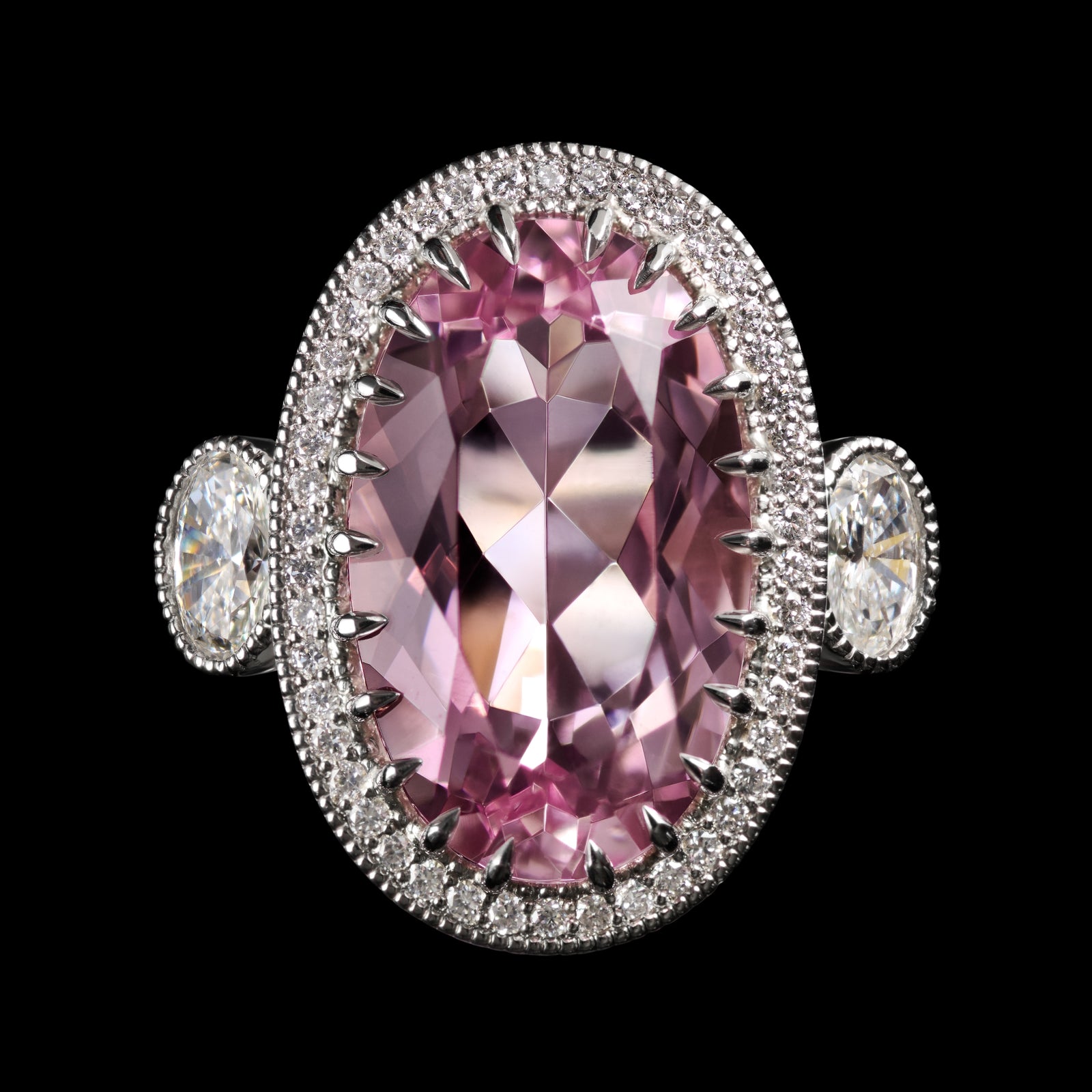 A Cousins Oval Morganite & Diamond Cluster Ring