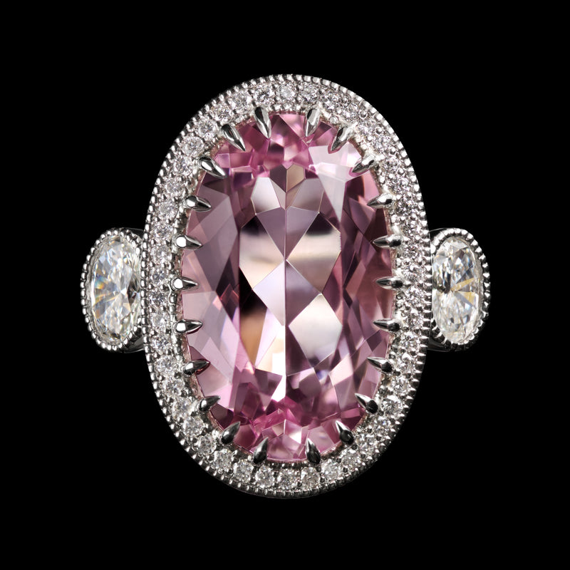 A Cousins Oval Morganite & Diamond Cluster Ring