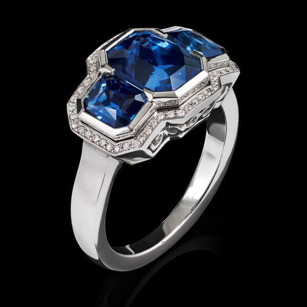 A Three Sapphire Cluster Ring
