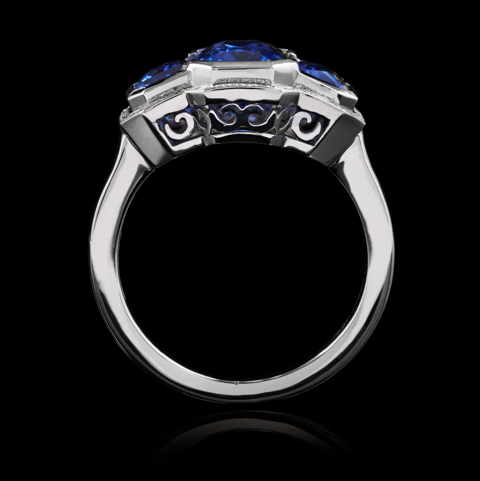 A Three Sapphire Cluster Ring