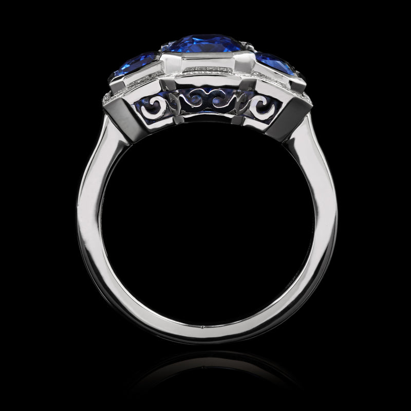 A Three Sapphire Cluster Ring