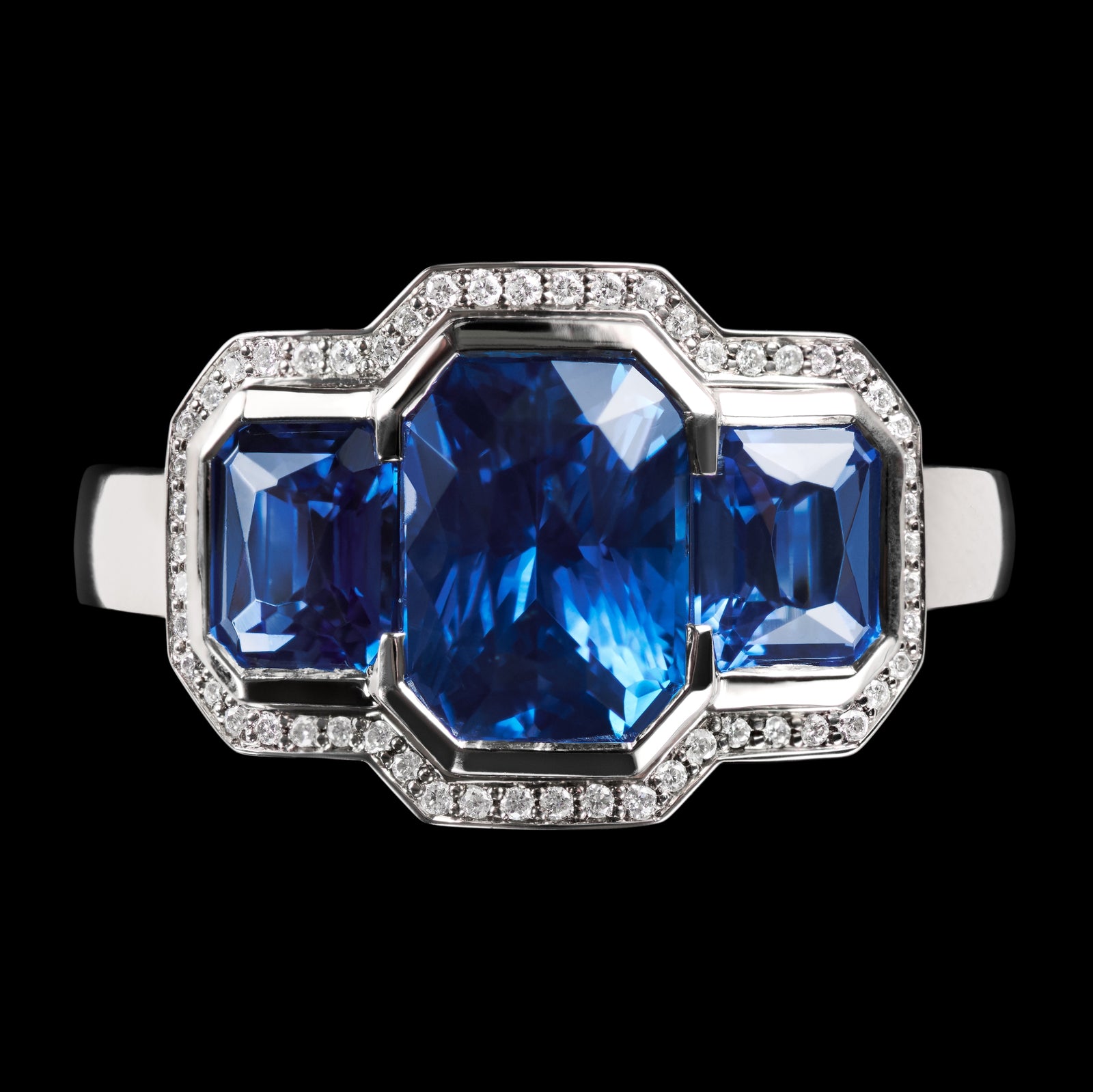 A Three Sapphire Cluster Ring