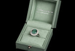 A Very Special Lagoon Green Tourmaline & Diamond Cluster Ring