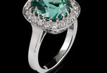 A Very Special Lagoon Green Tourmaline & Diamond Cluster Ring