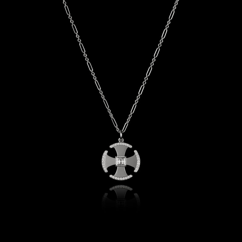 Cousins Diamond Set Canterbury Cross Pendant & Chain.