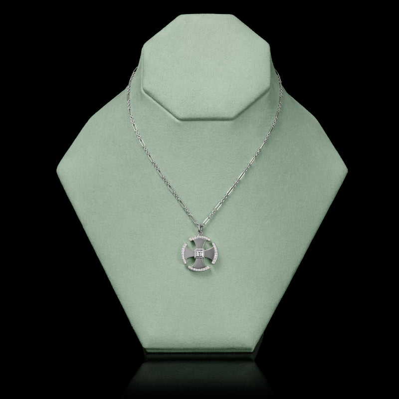 Cousins Diamond Set Canterbury Cross Pendant & Chain.