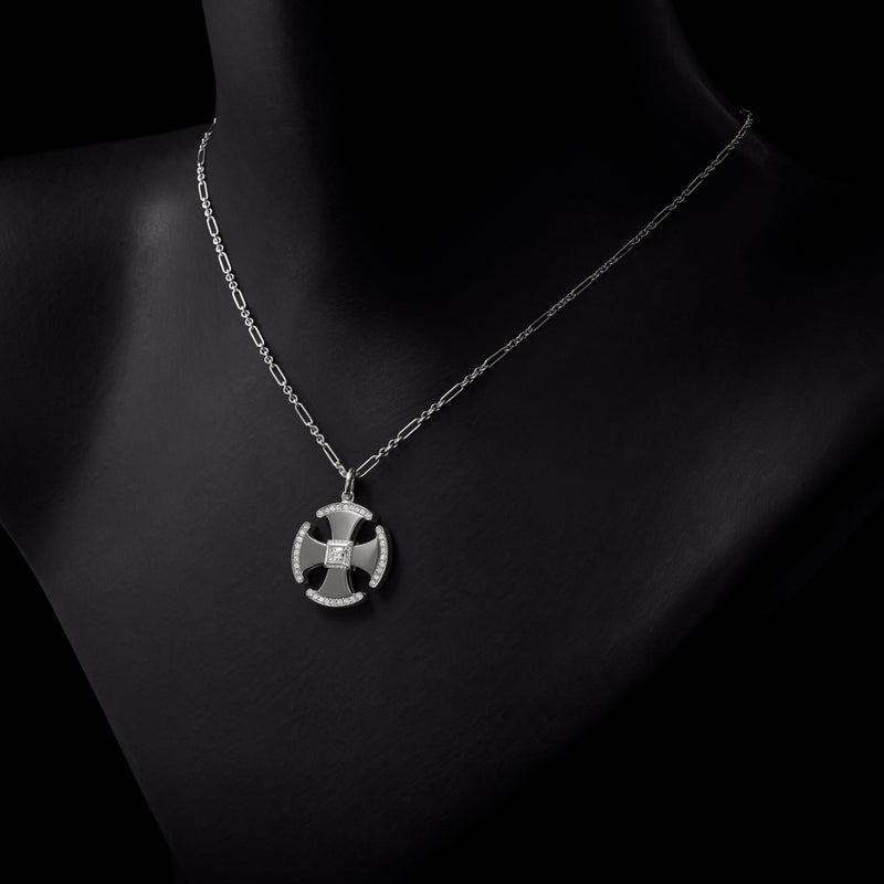Cousins Diamond Set Canterbury Cross Pendant & Chain.