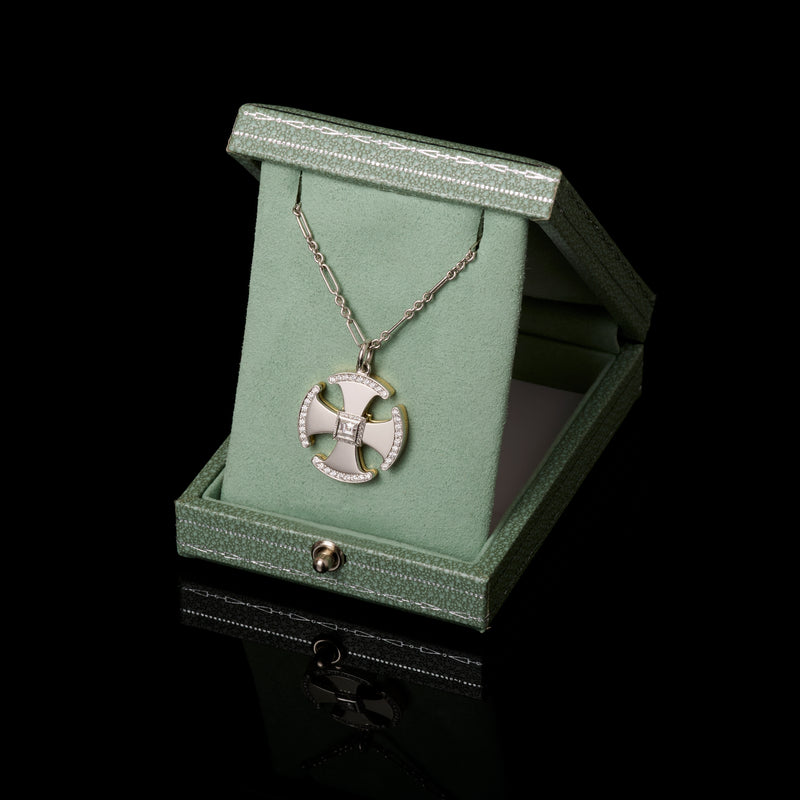 Cousins Diamond Set Canterbury Cross Pendant & Chain.