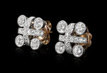 All Platinum Kiss Diamond Cluster Earrings