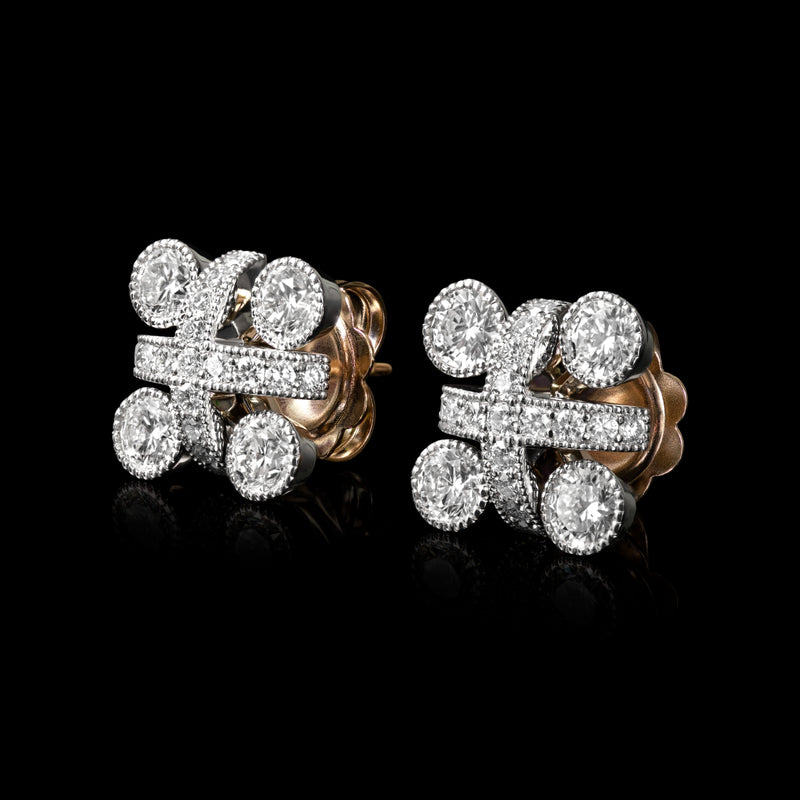 All Platinum Kiss Diamond Cluster Earrings