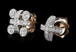 All Platinum Kiss Diamond Cluster Earrings