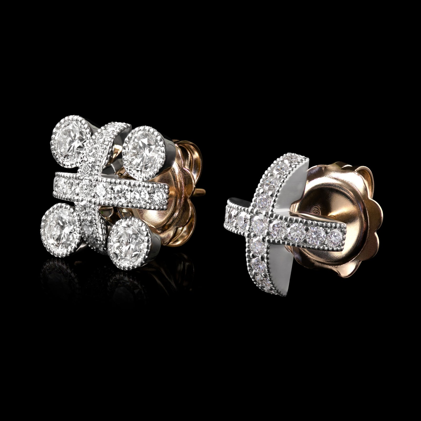 All Platinum Kiss Diamond Cluster Earrings