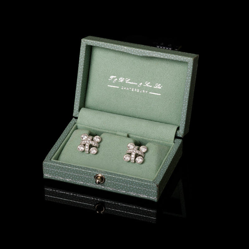 All Platinum Kiss Diamond Cluster Earrings