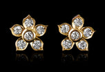 Cinquefoil floral diamond cluster earrings