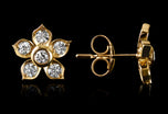 Cinquefoil floral diamond cluster earrings