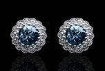 A Breath-taking Pair of Aquamarine & Diamond Cluster Earrings