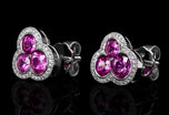 Cousins Pink Sapphire & Diamond Trefoil Cluster Earrings