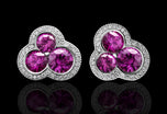 Cousins Pink Sapphire & Diamond Trefoil Cluster Earrings