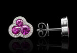 Cousins Pink Sapphire & Diamond Trefoil Cluster Earrings