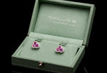 Cousins Pink Sapphire & Diamond Trefoil Cluster Earrings