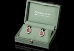 A Pair of Unique Cousins Pink Tourmaline & Diamond Pendalogue Stud Earrings