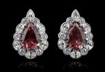 A Pair of Unique Cousins Pink Tourmaline & Diamond Pendalogue Stud Earrings